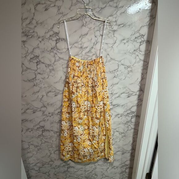 Charlie Holiday Marsha Floral Linen Midi Strapless Dress Size 2 - Picture 9 of 9